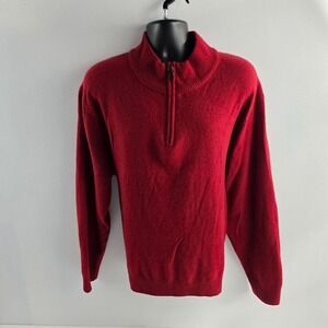 Jos A Bank Classic Collection Mens XL Red‎ 1/4 Zip Lambswool Blend Sweater